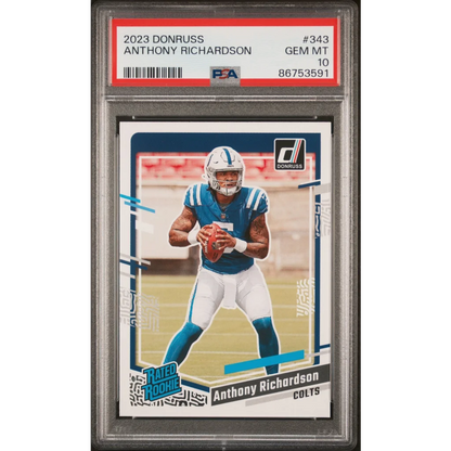 Graded 2023 Panini Donruss Anthony Richardson #343 Rookie RC Football Card PSA 10 Gem Mint | Hall of Fame Sports Memorabilia | vintageantiquesgifts.com