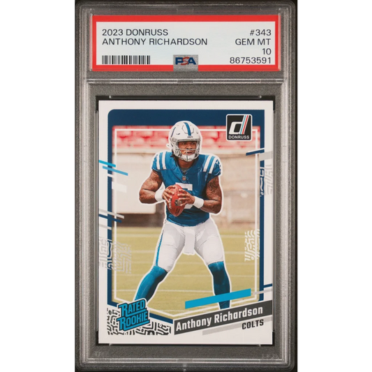 Graded 2023 Panini Donruss Anthony Richardson #343 Rookie RC Football Card PSA 10 Gem Mint | Hall of Fame Sports Memorabilia | vintageantiquesgifts.com