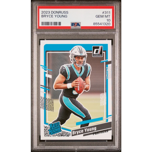 PSA graded 2023 Bryce Young Donruss rookie card of Carolina Panthers for sale