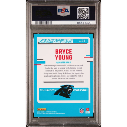 PSA graded Bryce Young rookie football card with Carolina Panthers logo for sale