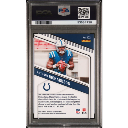 Graded 2023 Panini Donruss Elite Anthony Richardson #102 Status Explosion /625 Rookie RC Football Card PSA 10 Gem Mint | PSA 10 Gem Mint Graded Rookie Card | vintageantiquesgifts.com