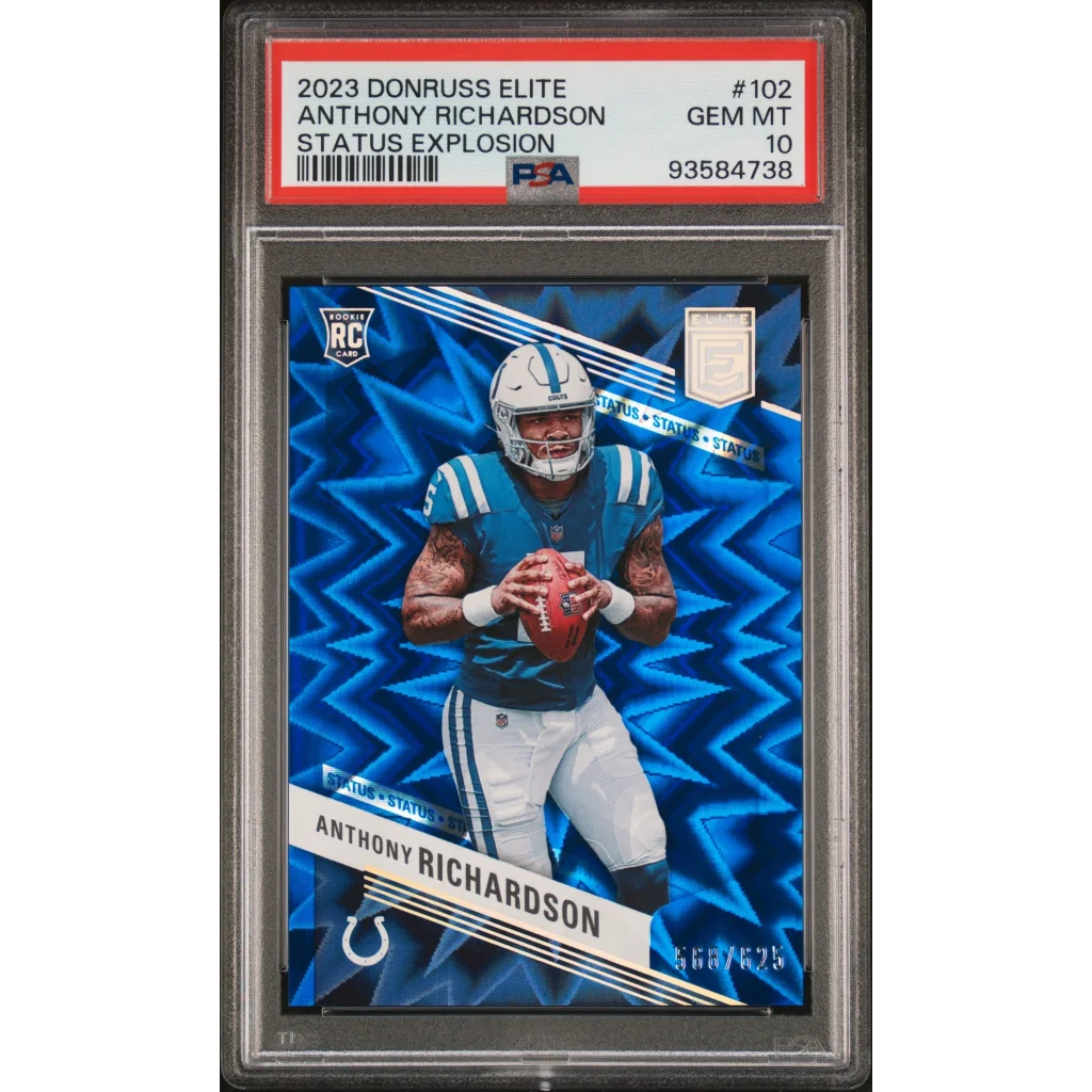 Graded 2023 Panini Donruss Elite Anthony Richardson #102 Status Explosion /625 Rookie RC Football Card PSA 10 Gem Mint | Hall of Fame Sports Memorabilia | vintageantiquesgifts.com