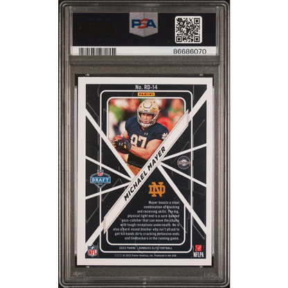 Graded 2023 Panini Donruss Elite Michael Mayer #14 Rookie on Deck Rookie RC Football Card PSA 10 Gem Mint | PSA 10 Gem Mint Graded Rookie Card | vintageantiquesgifts.com