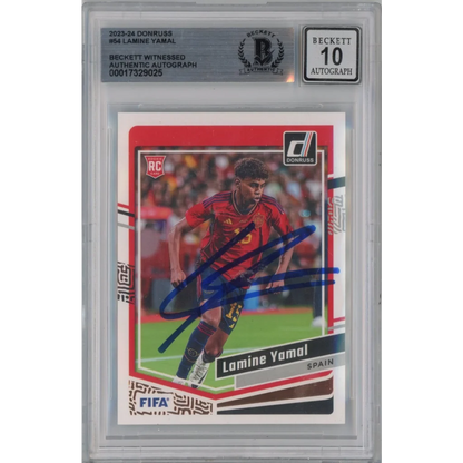 Graded 2023 Panini Donruss Lamine Yamal #54 Signed Rookie RC Soccer Card Beckett BAS BGS Auto 10 | Hall of Fame Sports Memorabilia | vintageantiquesgifts.com