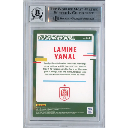 Graded 2023 Panini Donruss Lamine Yamal #54 Signed Rookie RC Soccer Card Beckett BAS BGS Auto 10 | BGS Auto 10 Graded Rookie Soccer Card | vintageantiquesgifts.com
