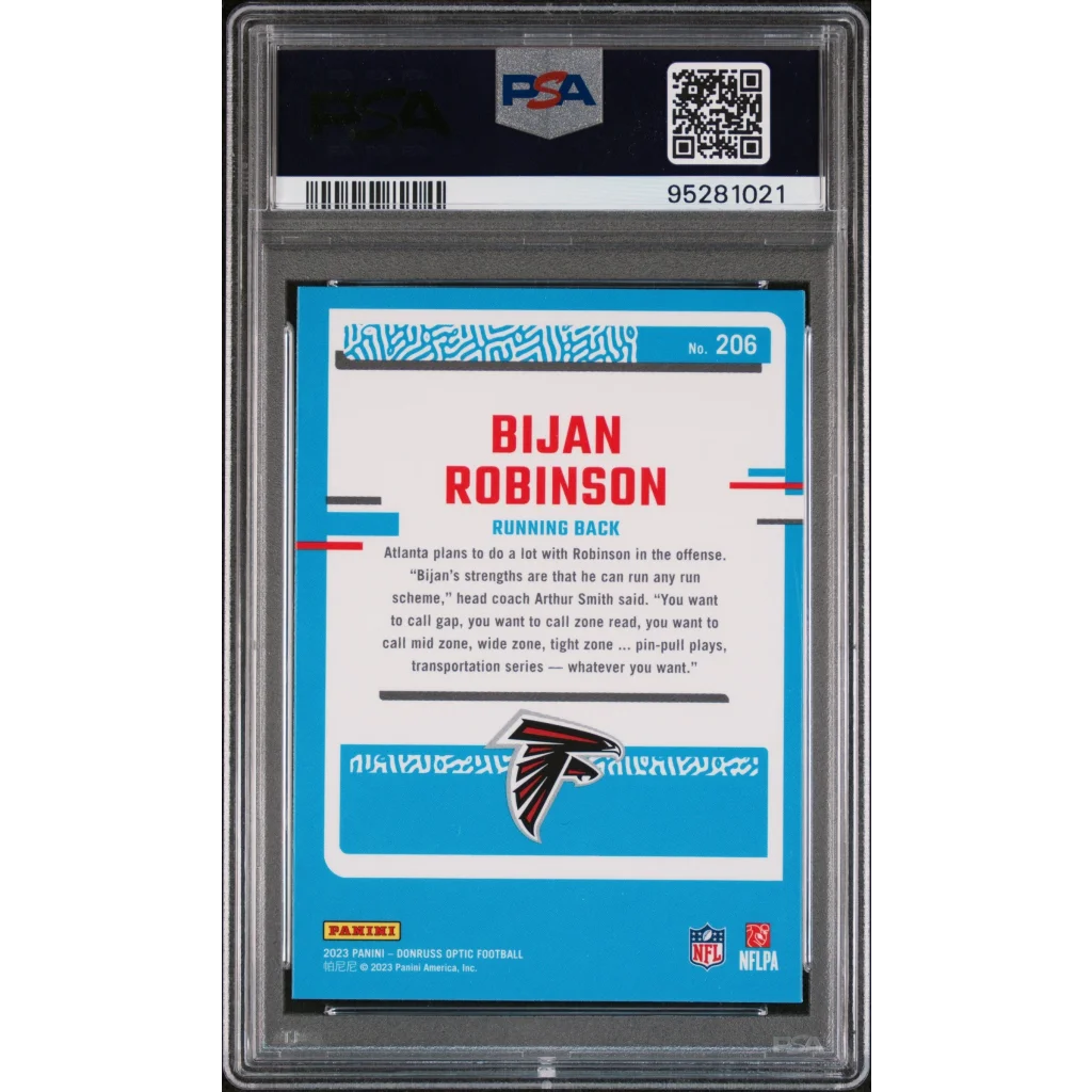 PSA Graded Bijan Robinson 2023 Donruss Optic Rookie Card football trading card
