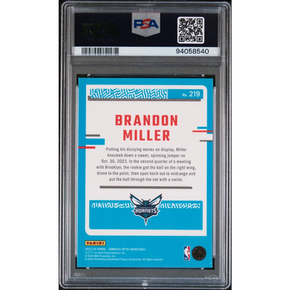PSA Graded Brandon Miller Rookie Card 2023 Panini Donruss Optic Basketball