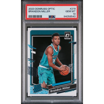 PSA Graded Brandon Miller Rookie Card 2023 Panini Donruss Optic basketball card