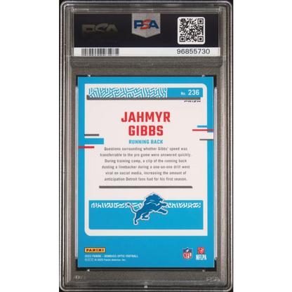 Graded PSA 10 2023 Panini Donruss Optic Jahmyr Gibbs Green Velocity Rookie RC