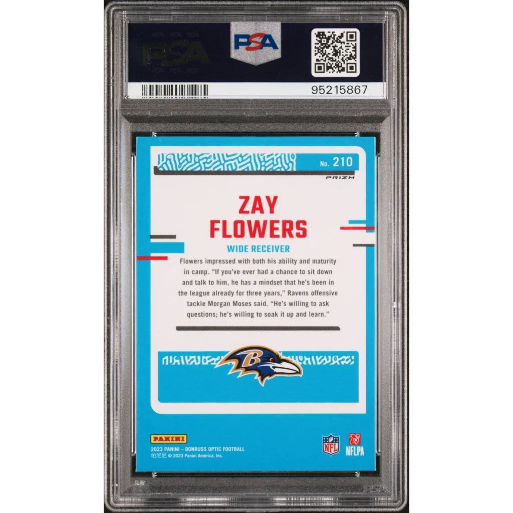 Graded Zay Flowers football trading card by Professional Sports Authenticator PSA 10