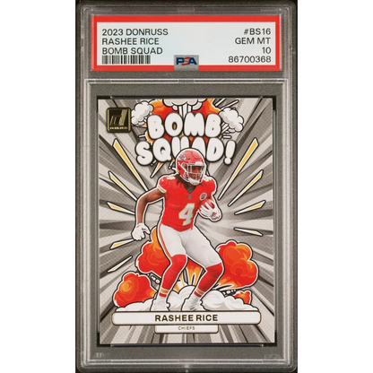 Graded 2023 Donruss Rashee Rice Bomb Squad football card ready to dominate display