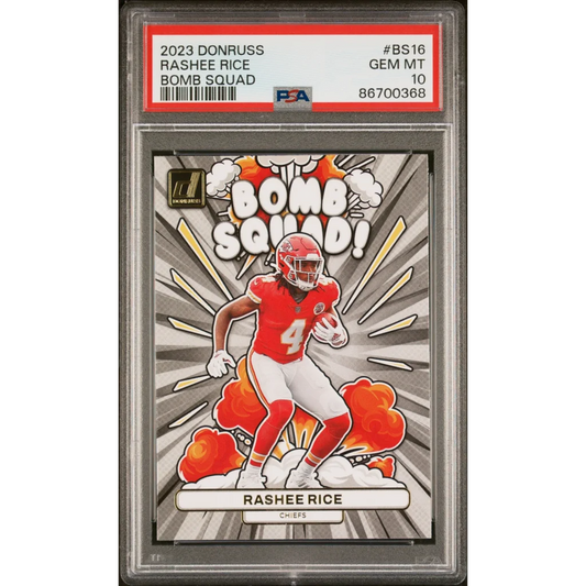 Graded 2023 Donruss Rashee Rice Bomb Squad football card ready to dominate display