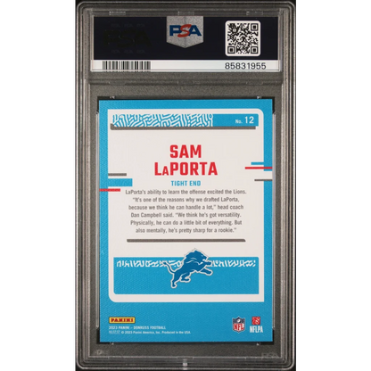 PSA Graded Sam LaPorta 2023 Donruss Rated Rookies football trading card image