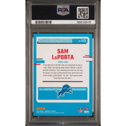 Graded PSA 10 2023 Panini Donruss Sam LaPorta #332 Lions Rookie RC Card