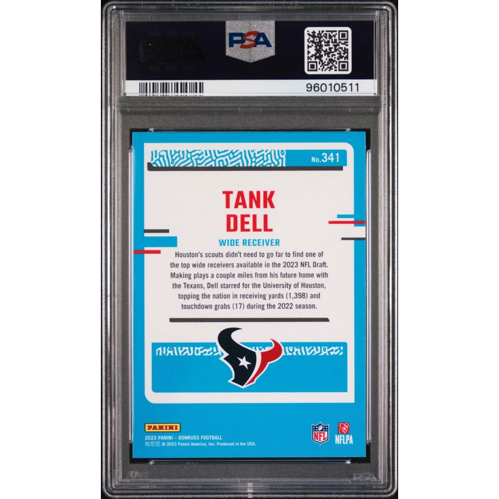 Graded 2023 Panini Donruss Tank Dell #341 Rookie RC Football Card PSA 10 Gem Mint | PSA 10 Gem Mint Graded Rookie Card | vintageantiquesgifts.com