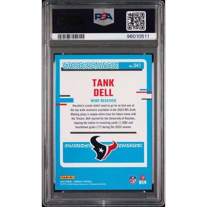 Graded 2023 Panini Donruss Tank Dell #341 Rookie RC Football Card PSA 10 Gem Mint | PSA 10 Gem Mint Graded Rookie Card | vintageantiquesgifts.com