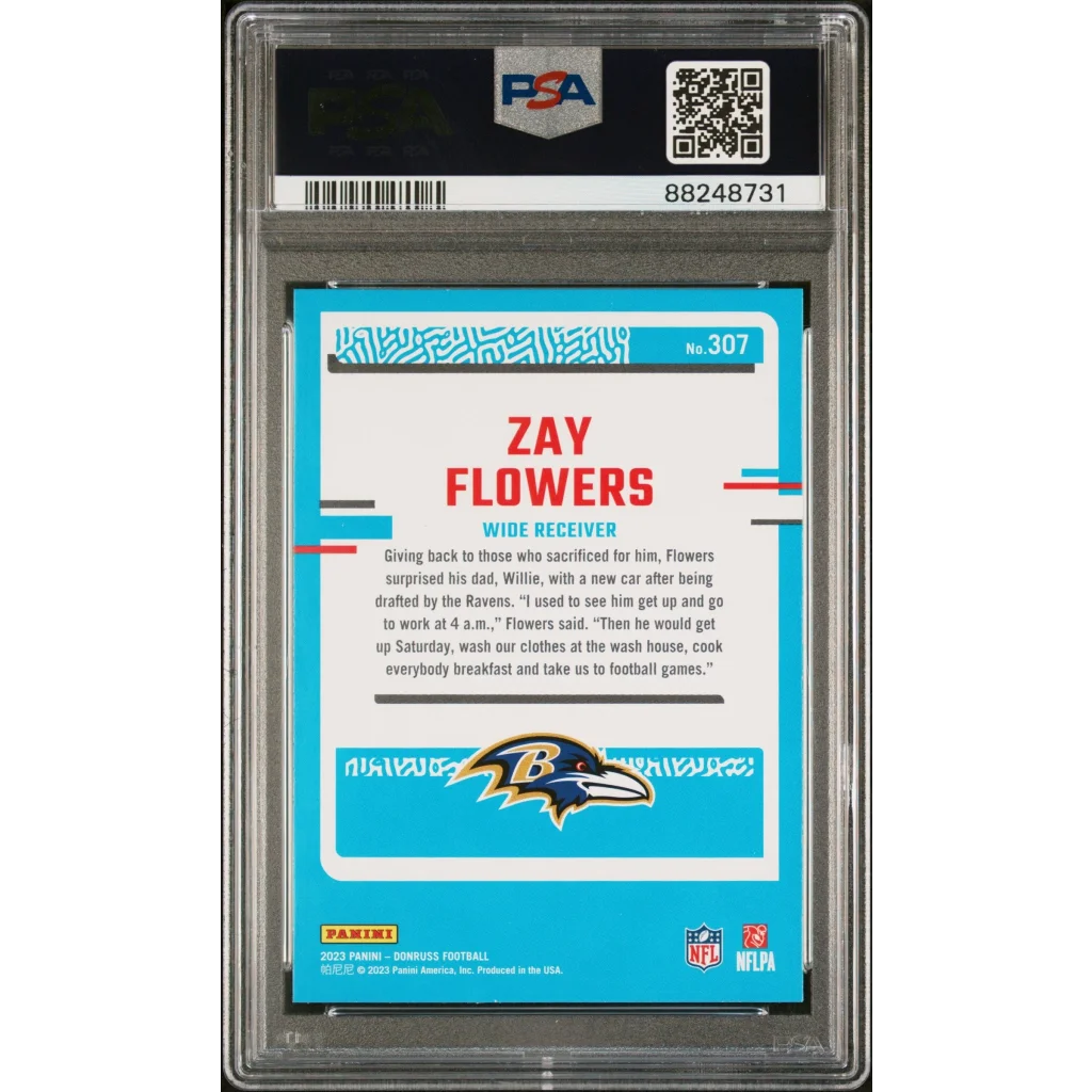 Graded Zay Flowers 2023 Donruss Rookie Card PSA 10 Gem Mint football trading card