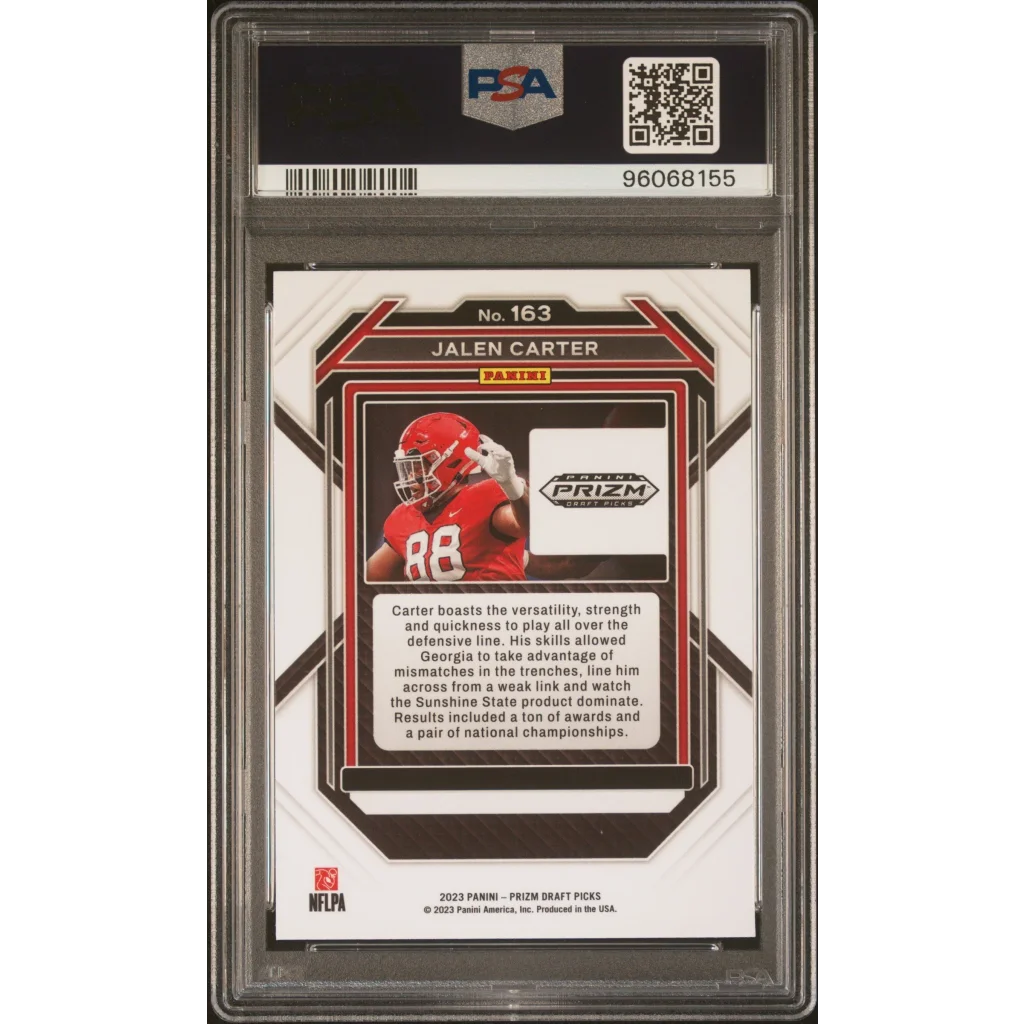 PSA Graded Jalen Carter Football Trading Card for collectors and sports fans
