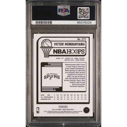 Graded 2023 Panini Hoops Victor Wembanyama #277 Rookie RC PSA 10 Gem Mint Card