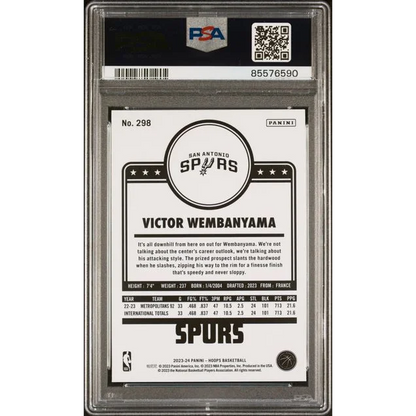Graded 2023 Panini Hoops Victor Wembanyama #298 Rookie RC Basketball Card PSA 10 Gem Mint | PSA 10 Gem Mint Graded Rookie Card | vintageantiquesgifts.com