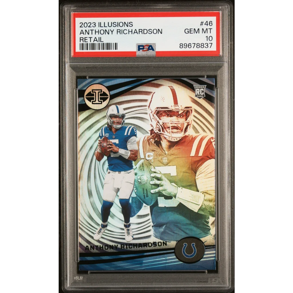 Graded 2023 Panini Illusions Anthony Richardson #46 Retail Rookie RC Football Card PSA 10 Gem Mint | Hall of Fame Sports Memorabilia | vintageantiquesgifts.com