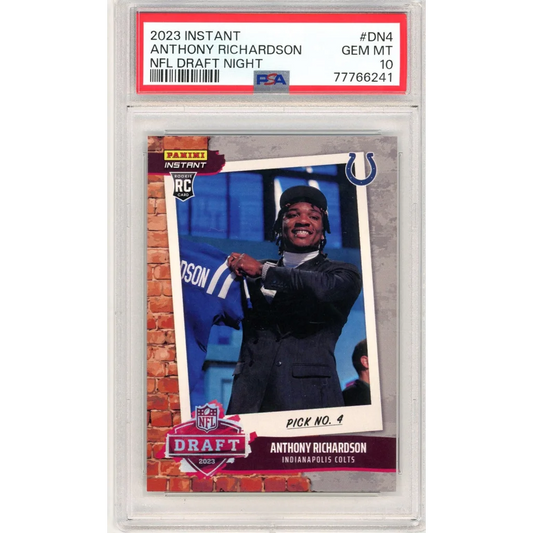 Graded 2023 Panini Instant Anthony Richardson #DN4 NFL Draft Night Rookie RC Football Card PSA 10 Gem Mint | Hall of Fame Sports Memorabilia | vintageantiquesgifts.com