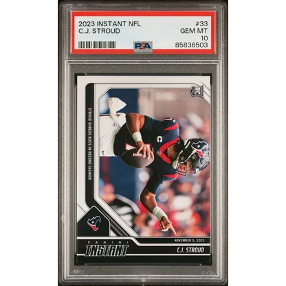 Graded 2023 Panini Instant CJ Stroud #33 Rookie RC Football Card PSA 10 Gem Mint | Hall of Fame Sports Memorabilia | vintageantiquesgifts.com