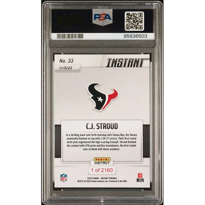 Graded 2023 Panini Instant CJ Stroud #33 Rookie RC Football Card PSA 10 Gem Mint | PSA 10 Gem Mint Graded Rookie Card | vintageantiquesgifts.com