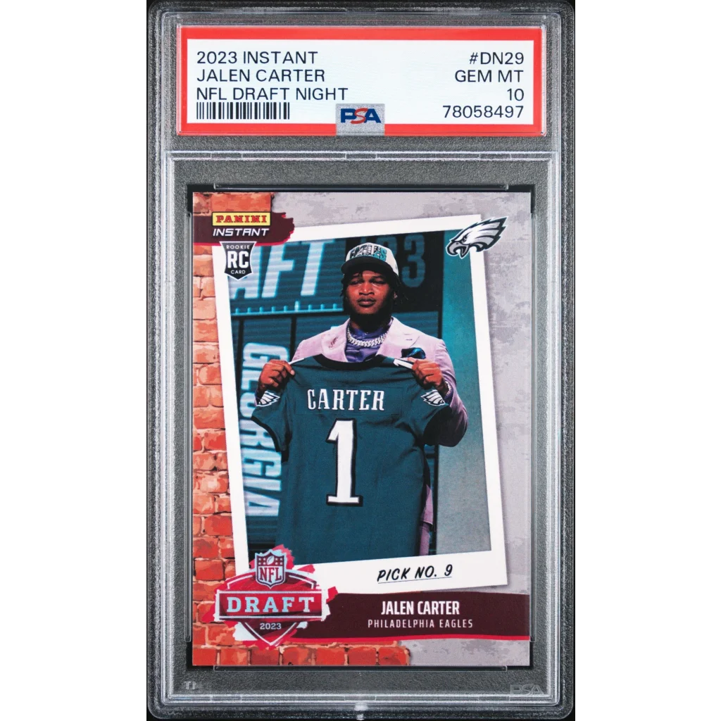 Graded 2023 Panini Instant Jalen Carter #DN29 NFL Draft Night Rookie RC Football Card PSA 10 | Hall of Fame Sports Memorabilia | vintageantiquesgifts.com