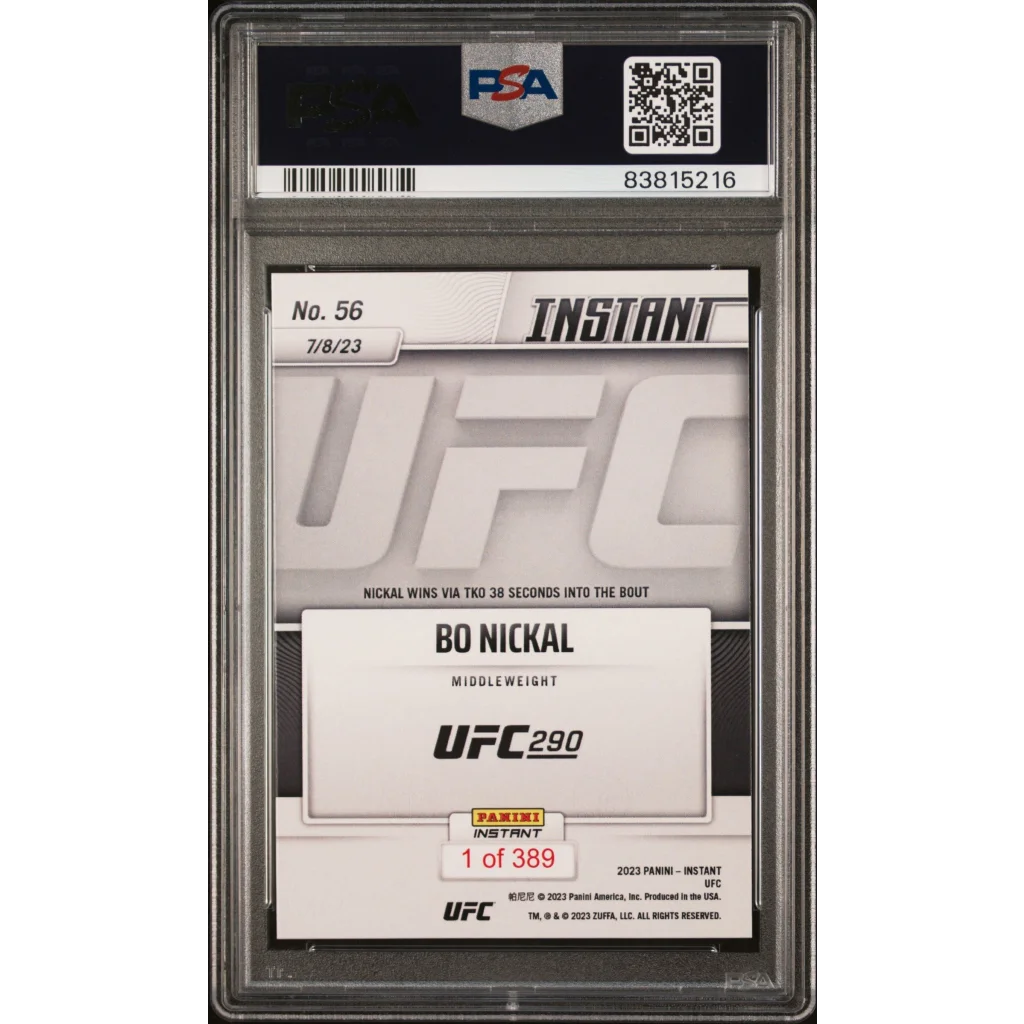 PSA 10 Graded 2023 Panini Instant UFC Bo Nickal Rookie Card 1/389