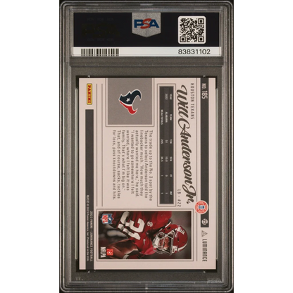Graded 2023 Panini Luminance Will Anderson #185 Black Rookie RC Football Card PSA 10 Gem Mint | PSA 10 Gem Mint Graded Rookie Card | vintageantiquesgifts.com