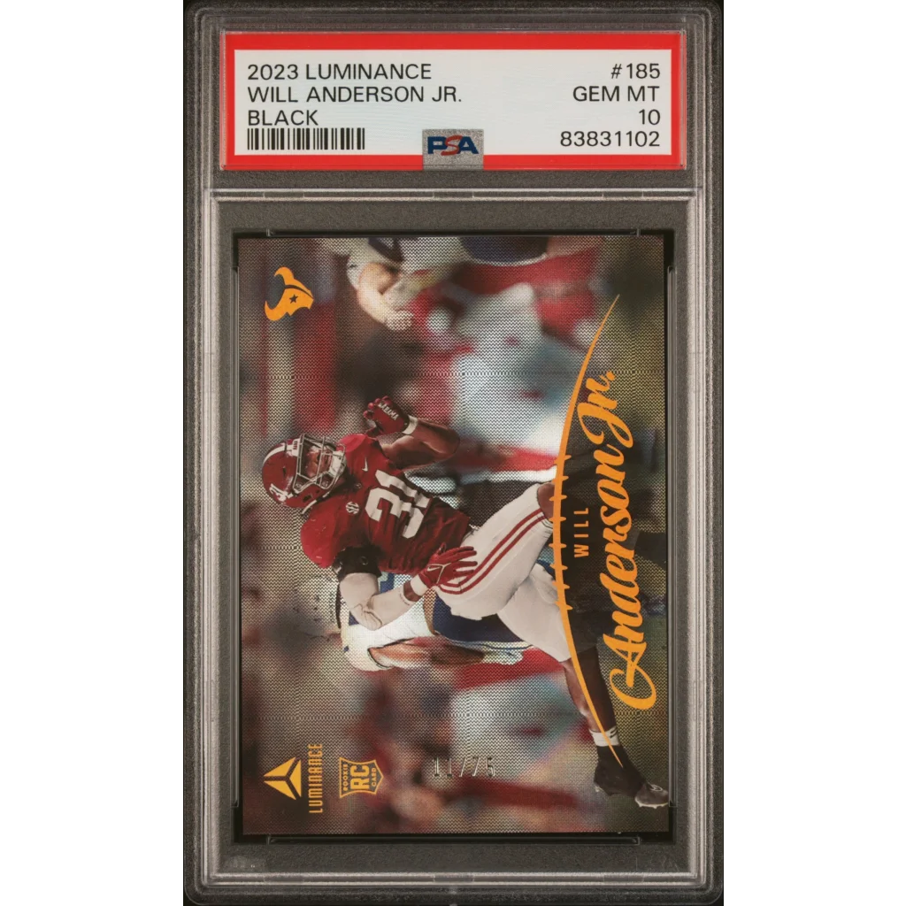 Graded 2023 Panini Luminance Will Anderson #185 Black Rookie RC Football Card PSA 10 Gem Mint | Hall of Fame Sports Memorabilia | vintageantiquesgifts.com