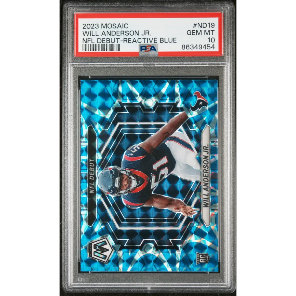 Graded PSA 10 2023 Panini Mosaic Will Anderson Jr. Reactive Blue Rookie Card