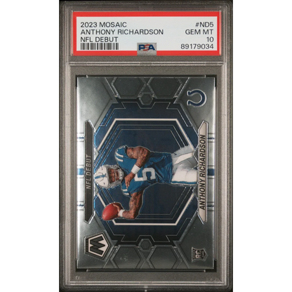 PSA GEM MT 10 Anthony Richardson 2023 Mosaic NFL Debut Card by Professional Sports Authenticator