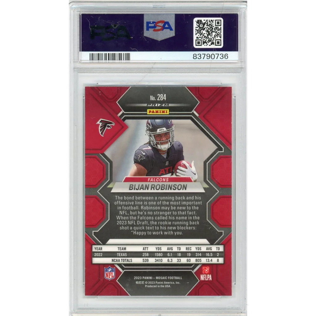 Graded PSA 10 2023 Panini Mosaic Bijan Robinson Falcons RC #284