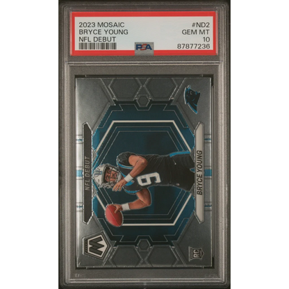 Graded 2023 Mosaic Bryce Young NFL Debut Rookie Card in PSA holder