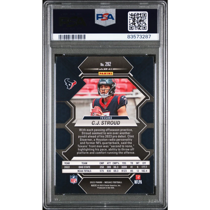 Graded 2023 Panini Mosaic CJ Stroud #292 Rookie RC Football Card PSA 10 Gem Mint | PSA 10 Gem Mint Graded Rookie Card | vintageantiquesgifts.com