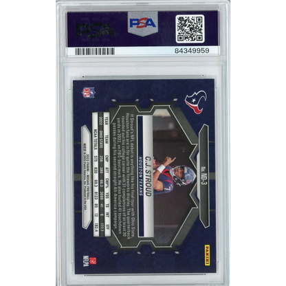 PSA graded C.J. Stroud rookie football card from NFL Debut Mosaic 2023