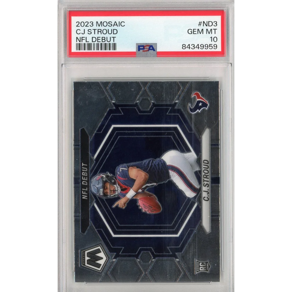 Graded 2023 Panini Mosaic CJ Stroud #ND3 NFL Debut Rookie RC Football Card PSA 10 Gem Mint | Hall of Fame Sports Memorabilia | vintageantiquesgifts.com