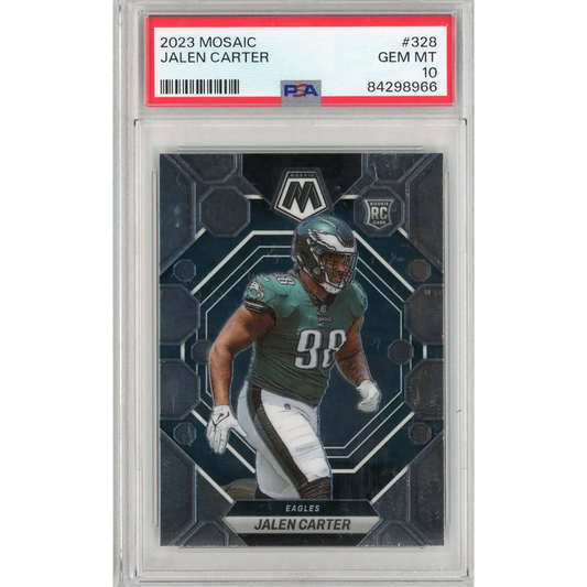 Graded 2023 Mosaic Jalen Carter football rookie card Panini Mosaic Jalen PSA