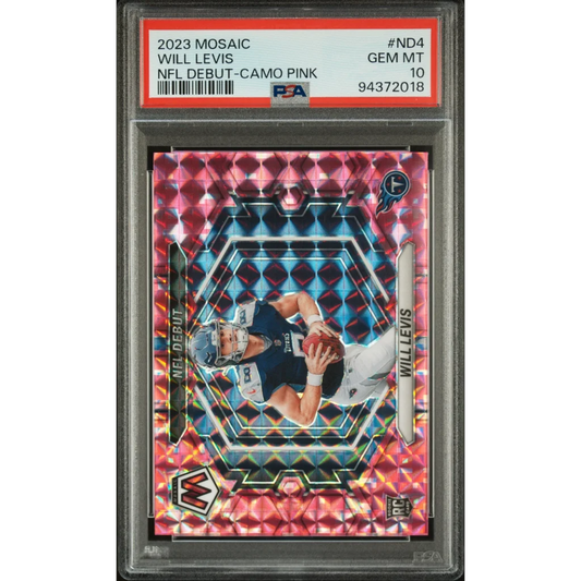Graded 2023 Panini Mosaic Will Levis #ND4 NFL Debut Camo Pink Rookie RC Football Card PSA 10 Gem Mint | Hall of Fame Sports Memorabilia | vintageantiquesgifts.com
