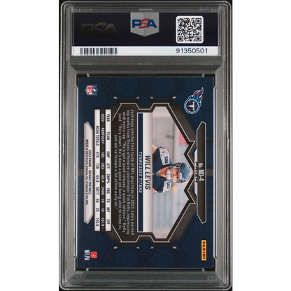 Graded Will Levis Tennessee Titans football card in protective slab from PSA 2023 Mosaic Debut Blue