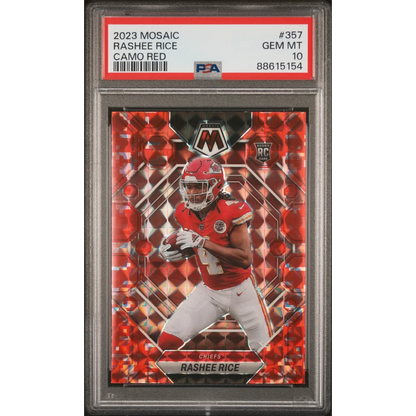 PSA graded Rashee Rice Camo Red Mosaic rookie card 2023 football trading card