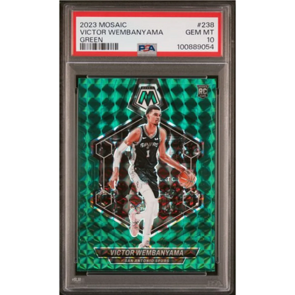 Graded 2023 Panini Mosaic Victor Wembanyama #238 Green Rookie RC Basketball Card PSA 10 Gem Mint