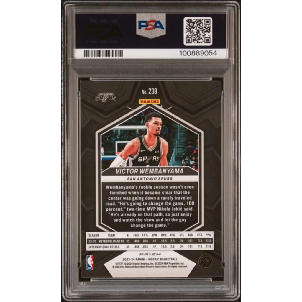 Graded 2023 Panini Mosaic Victor Wembanyama #238 Green Rookie RC Basketball Card PSA 10 Gem Mint