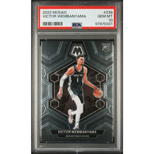 Graded PSA 10 Gem Mint 2023 Panini Mosaic Victor Wembanyama #238 Rookie Card
