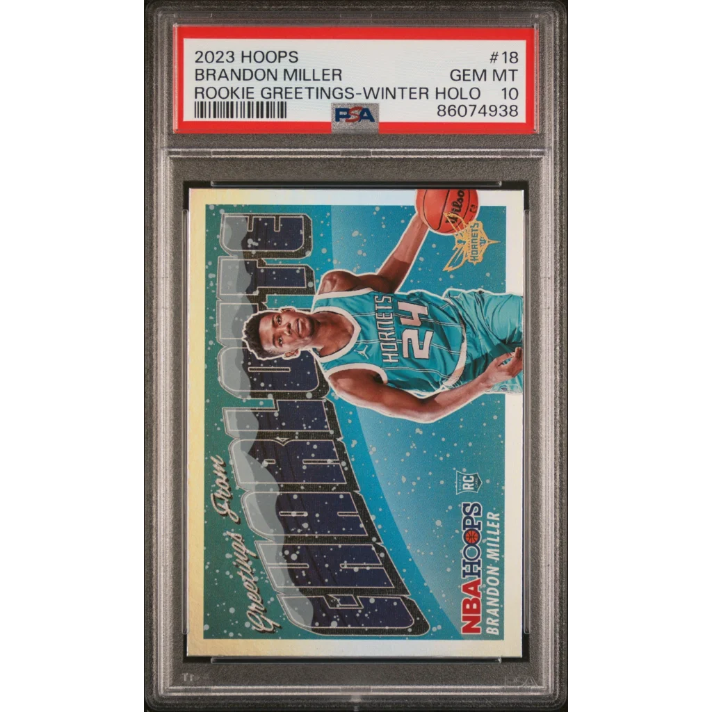 Graded PSA 10 2023 Panini NBA Hoops Brandon Miller Rookie Greetings card