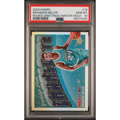 Graded PSA 10 2023 Panini NBA Hoops Brandon Miller Rookie Greetings card