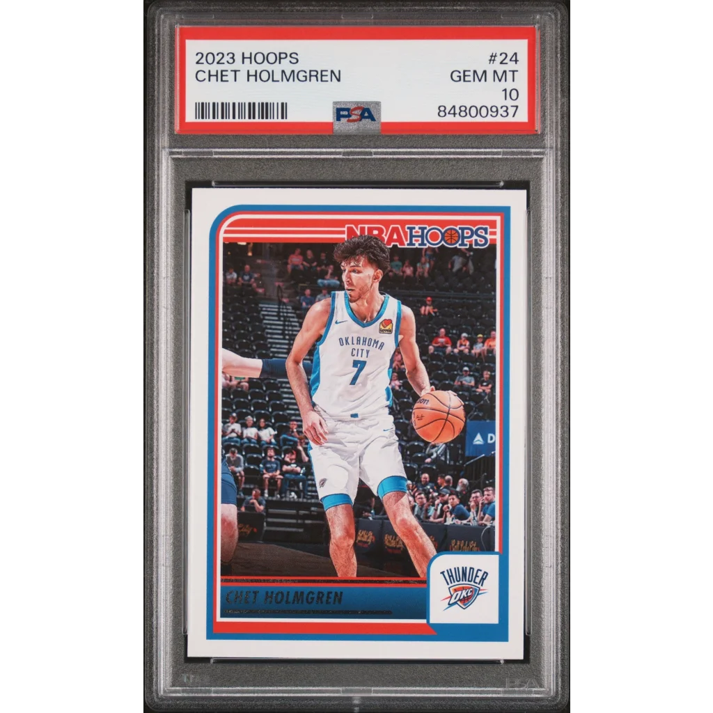 PSA graded Chet Holmgren basketball trading card showing quality and condition