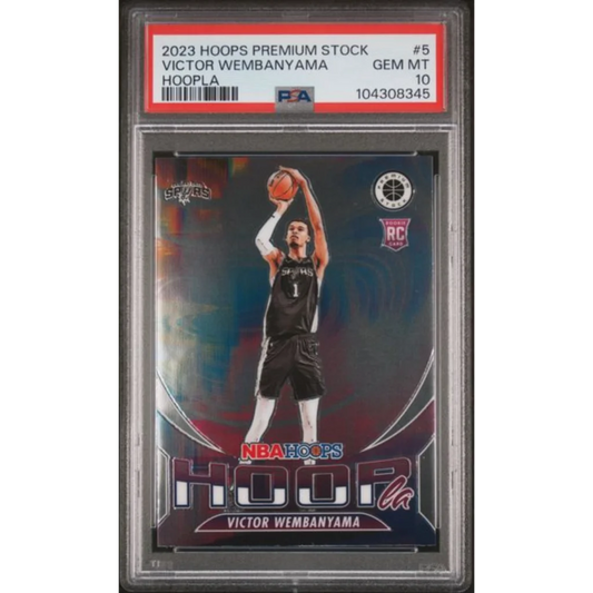 Graded 2023 Panini NBA Hoops Premium Stock Victor Wembanyama #5 Hoopla Rookie RC Basketball Card PSA 10 Gem Mint | Hall of Fame Sports Memorabilia | vintageantiquesgifts.com